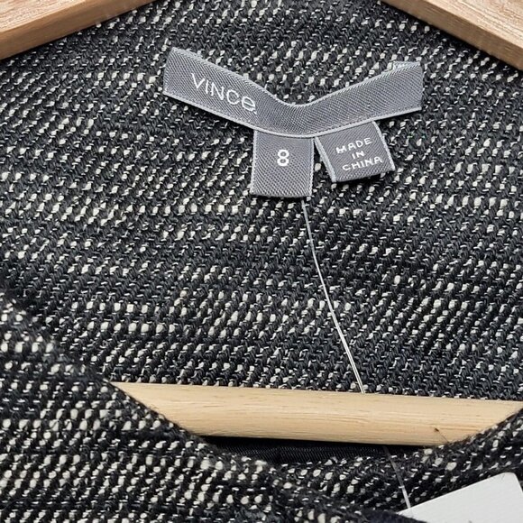 Vince Boucle Black White Leather Contrast Full Zip Jacket NWT Size 8 - Picture 8 of 13